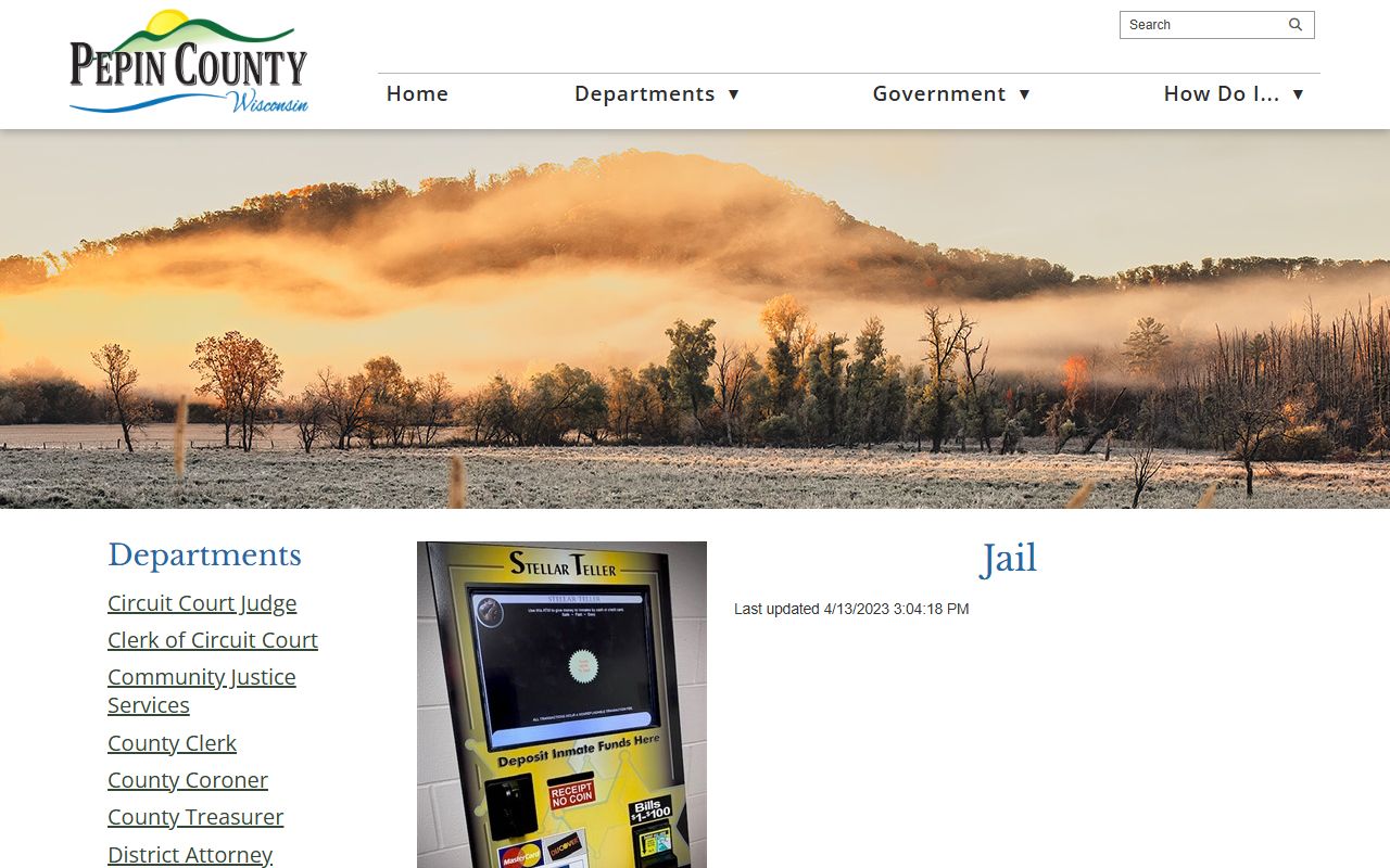 Pepin County Jail inmate lookup official jail page