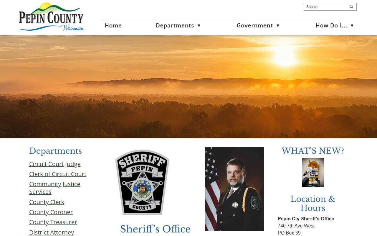 Pepin County inmate records sheriff office page with jail phone and VINE links
