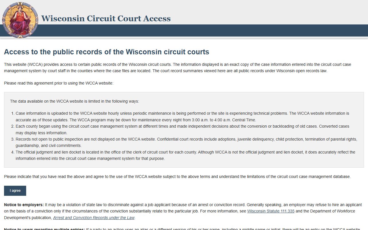 Pepin County court records after arrest WCCA circuit court access search
