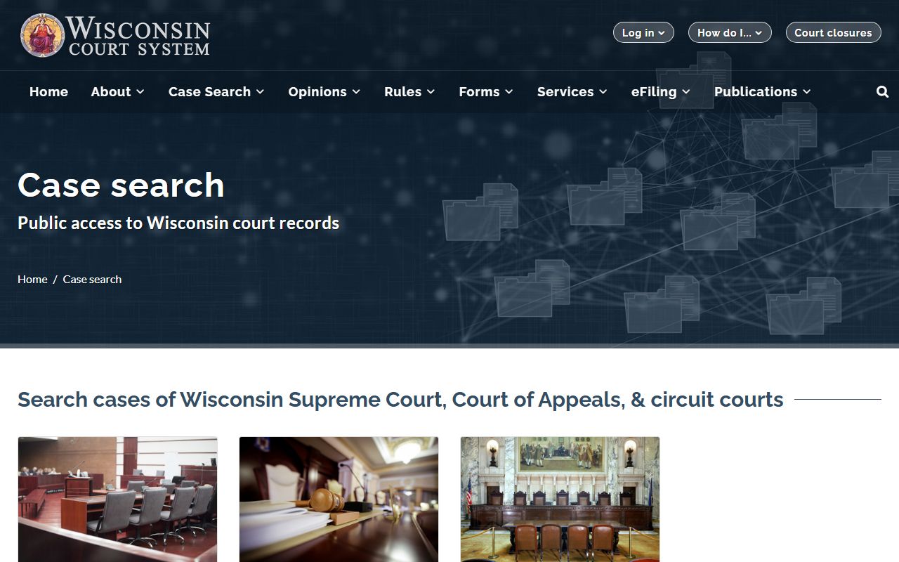 Pepin County court records after jail arrest Wisconsin court case search page